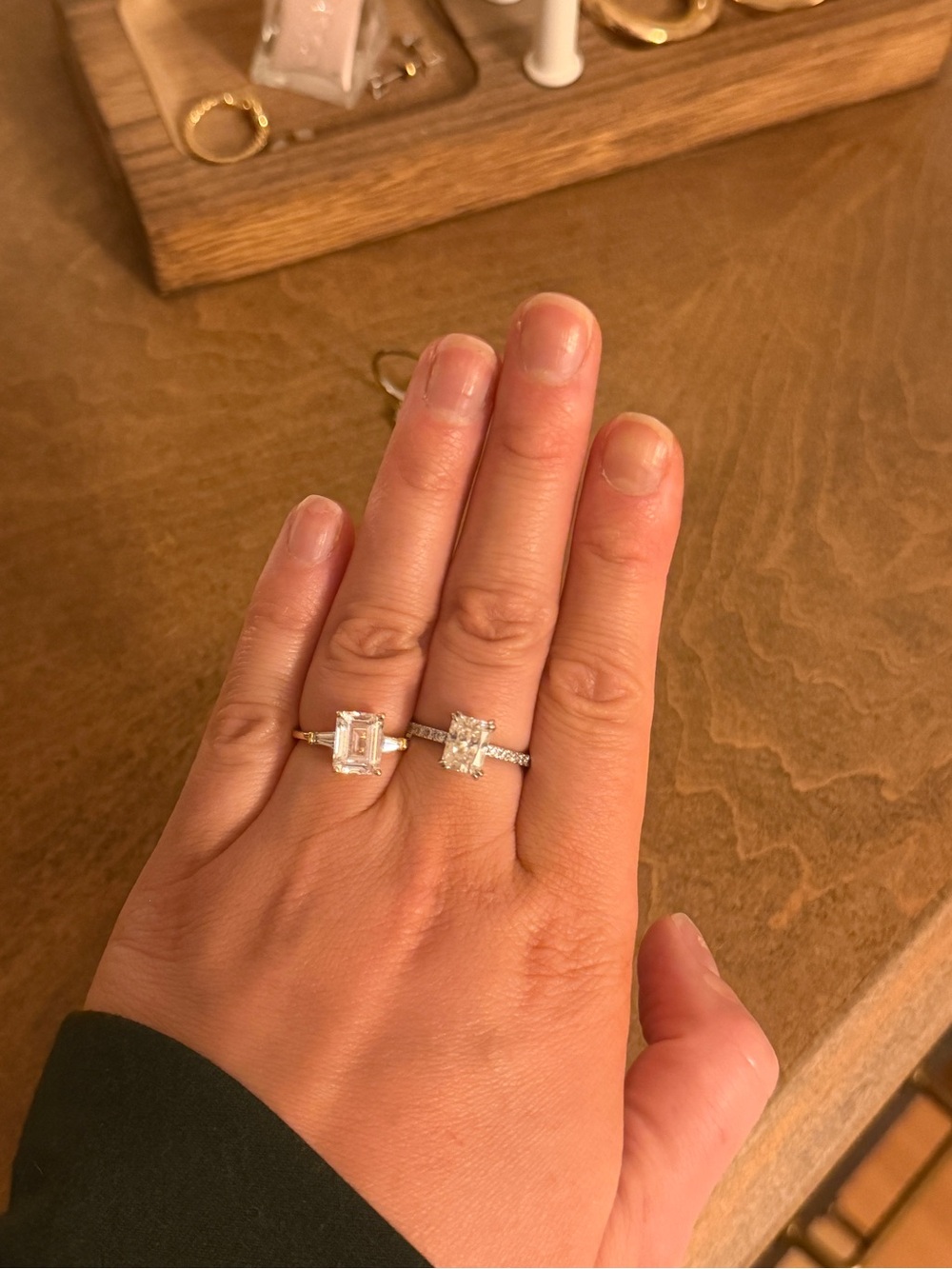 2 Moissanite White Halo Rings - Women Jewelry both size 7